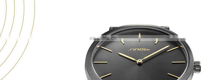 SINOBI Classic Men's Watch Simple Dial Good Quality Stainless Steel Milan Mesh Band Quartz Watches S9780G