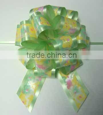 double gold-lines poly ribbon pull bow for decorative birthday flower or gift packaging