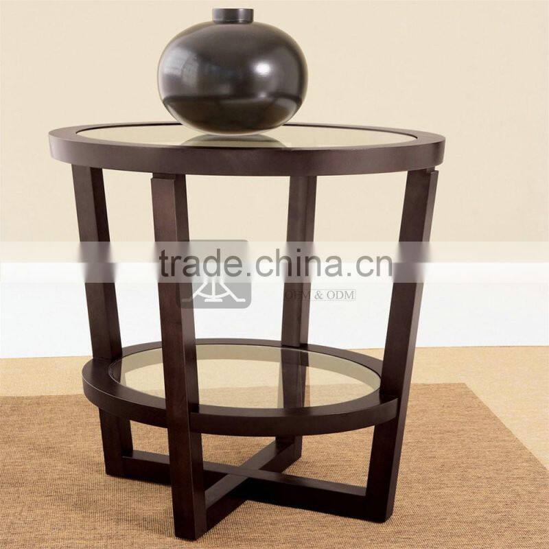 CT-002 Round Design Side Side Table With Glass Top