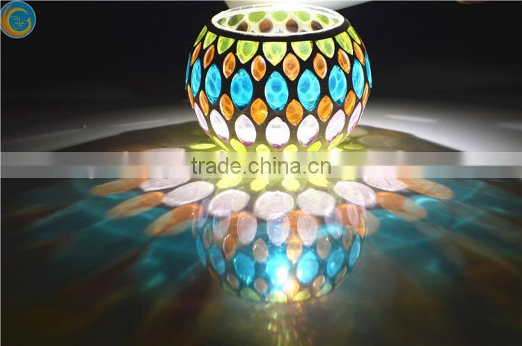 Colorful Glass Mosaic Cylinder Candle Holders Bronze & Turquoise Candle jars