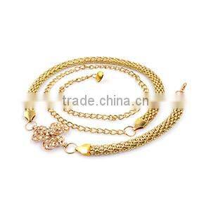China wholesale women's rhinestone fashion gold waist chain belt