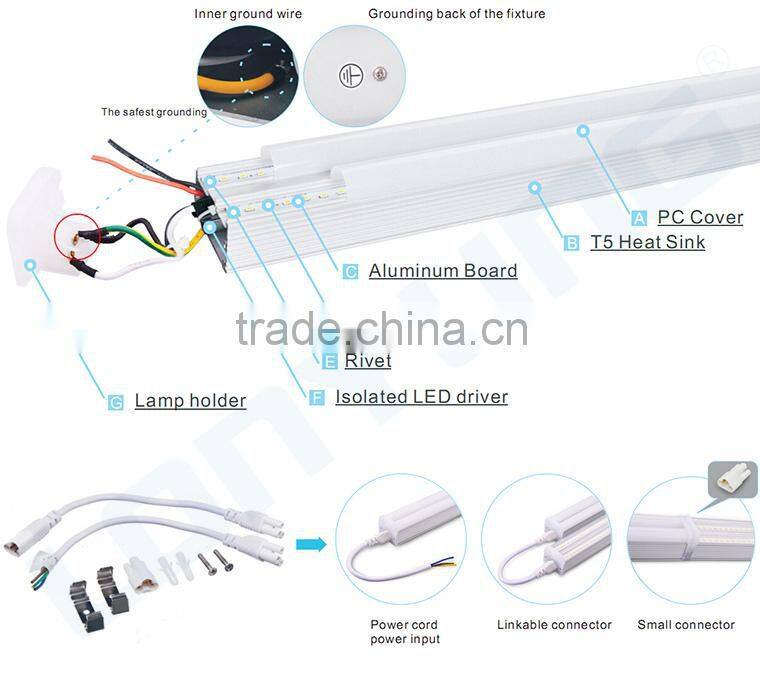 Canada UL T5 Double LED Tube 4ft 5ft 6ft t5 55w lamp 2400mm