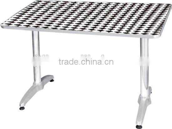 polished aluminum table