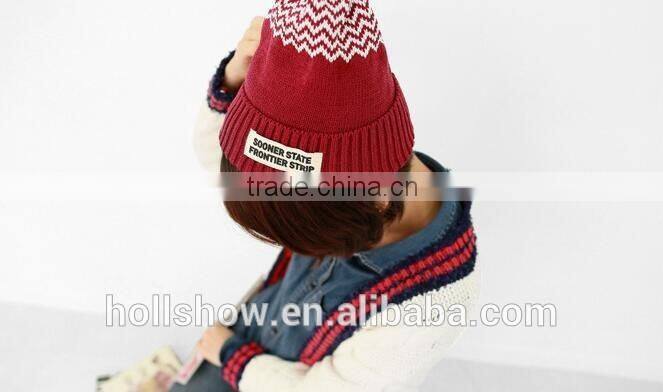 Best Selling Fashion Cute Peaked Top Wave Knitting Hats and Caps for Women
