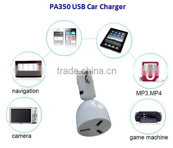 CE and FCC Certified Multi-function 3 Port USB Car Charger Adaptor
