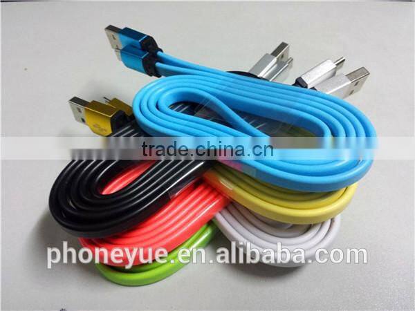 1m colorful aluminium alloy micro usb flat cable for samsung