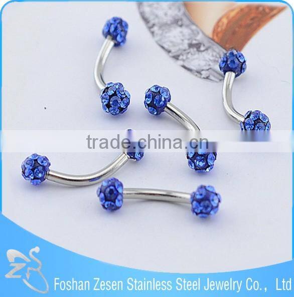 China manufacturer piercing medical steel purple crystal custom eyebrow rings