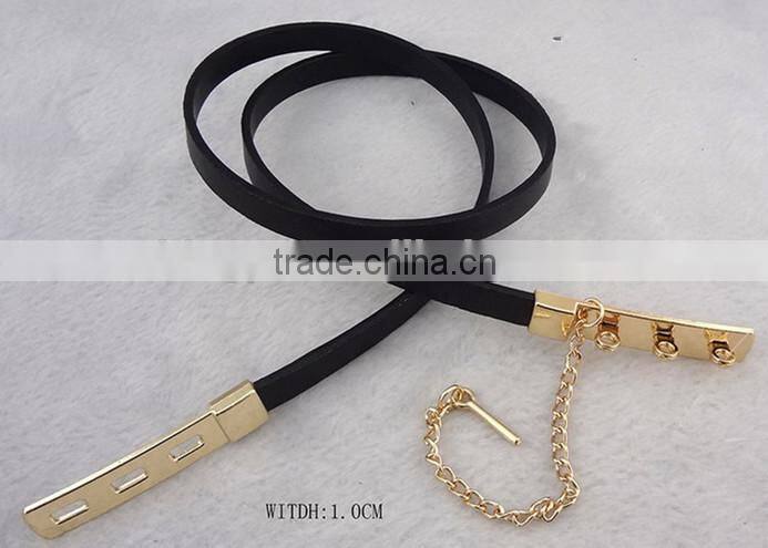 Long Size Gold Color Buckle PU Belt --- E1537