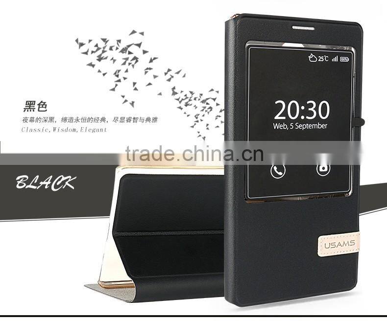 USAMS Muge Series PU Leather Cover Case for Huawei Mate 8 Hard PC Rubber Flip Leather Case with View Window MT-5338