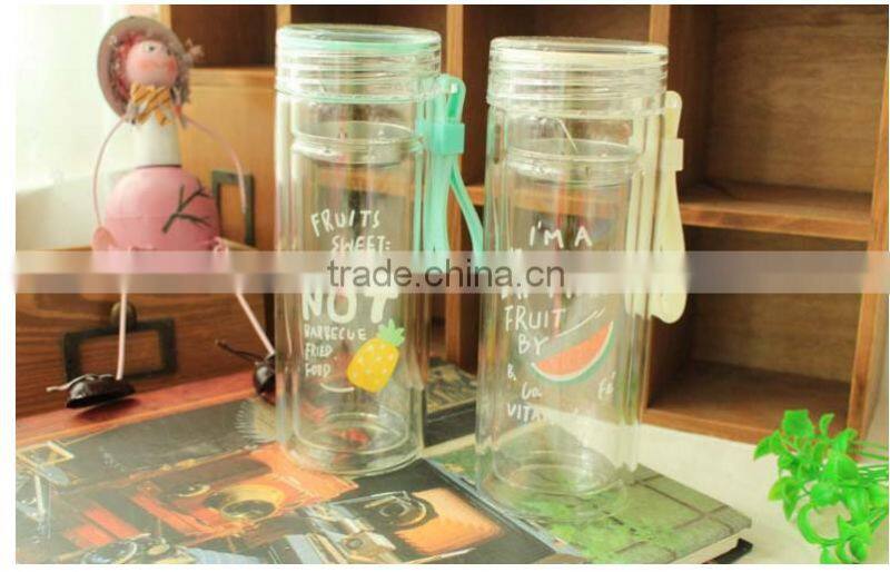 leak protected 4 colors glass tea bottle with portable ring