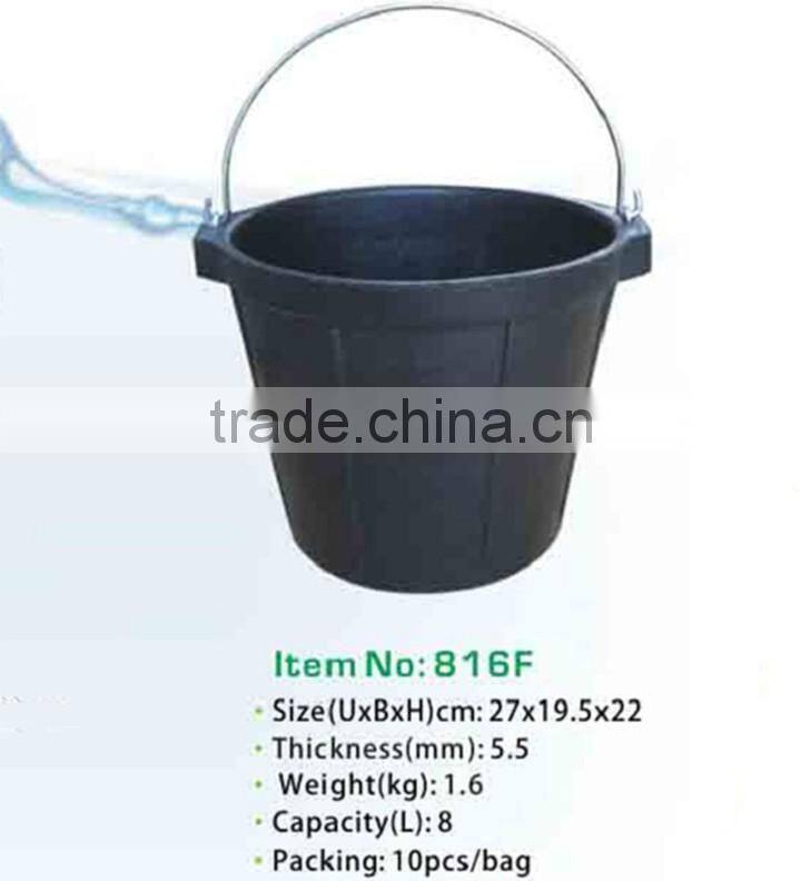 recycled rubber bucket,flexible rubber pail with steel handle