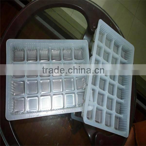 Vacuum forming cheap plastic pvc/ps clear divided biscuit food trays plastic