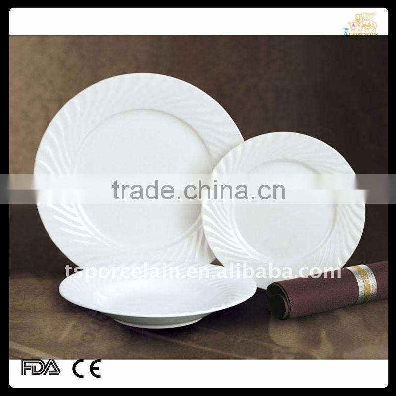 ceramic super white embossed tableware set