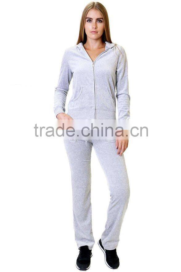 2016 china sports cheap fashion women wholesale velour tracksuits with hood for lady