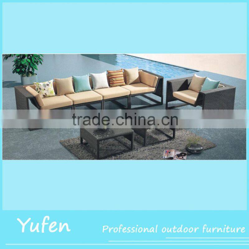 Cheap fancy outdoor furniture high back rattan sofa set