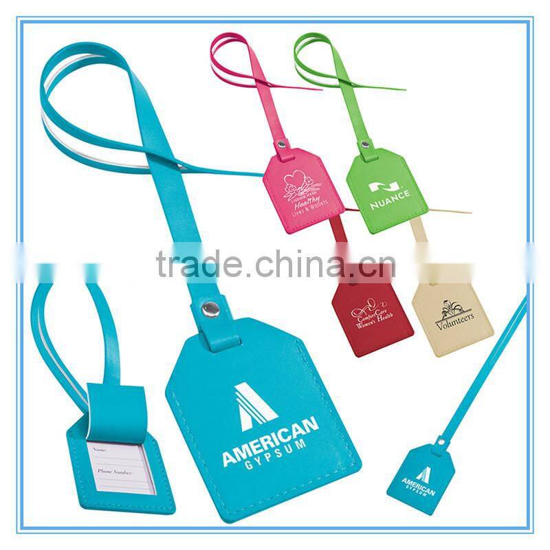 Cheap Price Customized leather Luggage Tag, Airline Luggage Tag with Loop Strap, High quanlity PU leather Luggage Tag