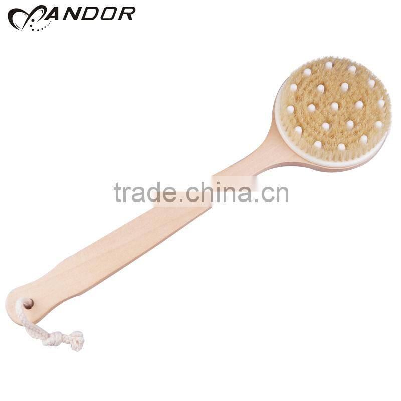 Cellulite Smoothing Circulation Massage Brush with straight wooden handle