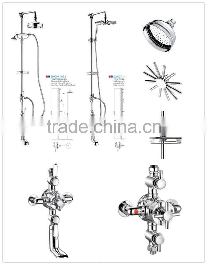 High Quality Wall-mounted Brass Chrome Polished Shower Set