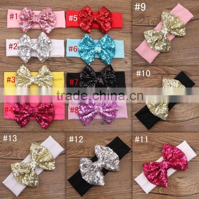 2016 new design cotton baby headband with bows