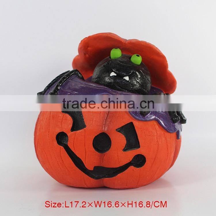 Customized Polyresin Wholesale Artificial Resin Halloween Pumpkin Candle Light Holder