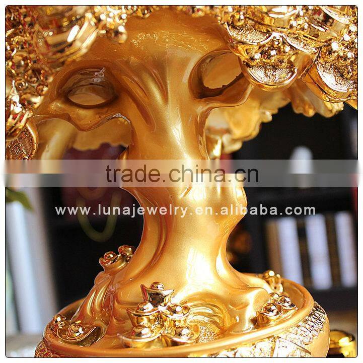 Golden Color Resin Money tree with Chinese Coin