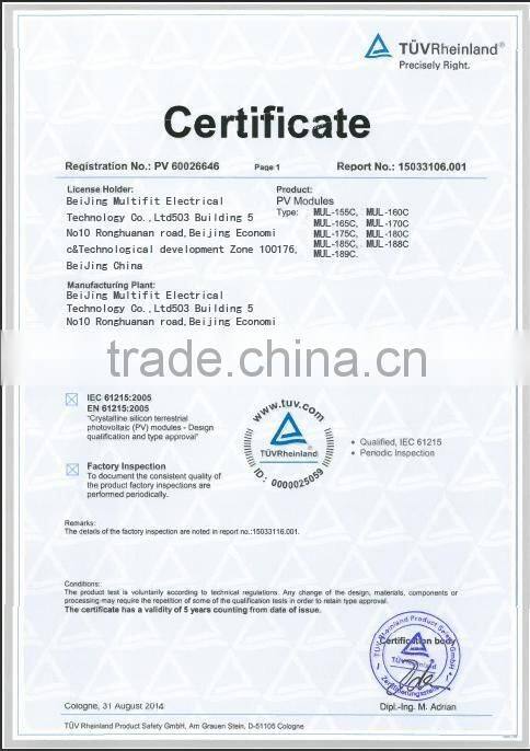 2016 Vmaxpower mono solar panels with TUV IEC CE 100W