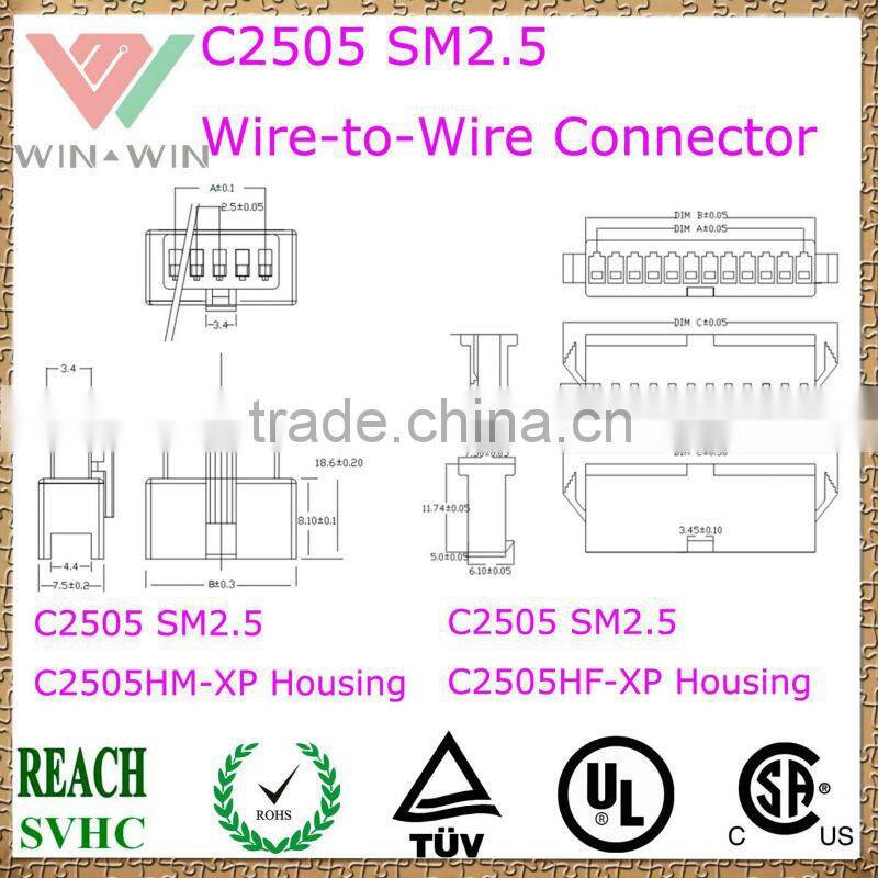 2.5mm Pitch 2505 SM2.5 Electronic Wire to Wire Connector