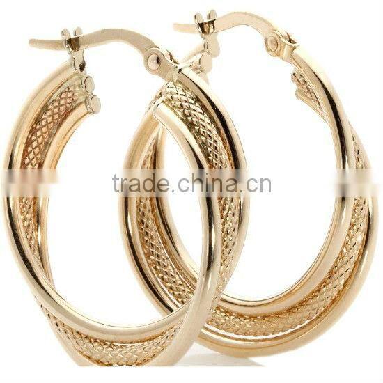 Fine Jewelry Gold Diamond-Cut Textured Hoop Earrings Manufacturer & Factory & Supplier