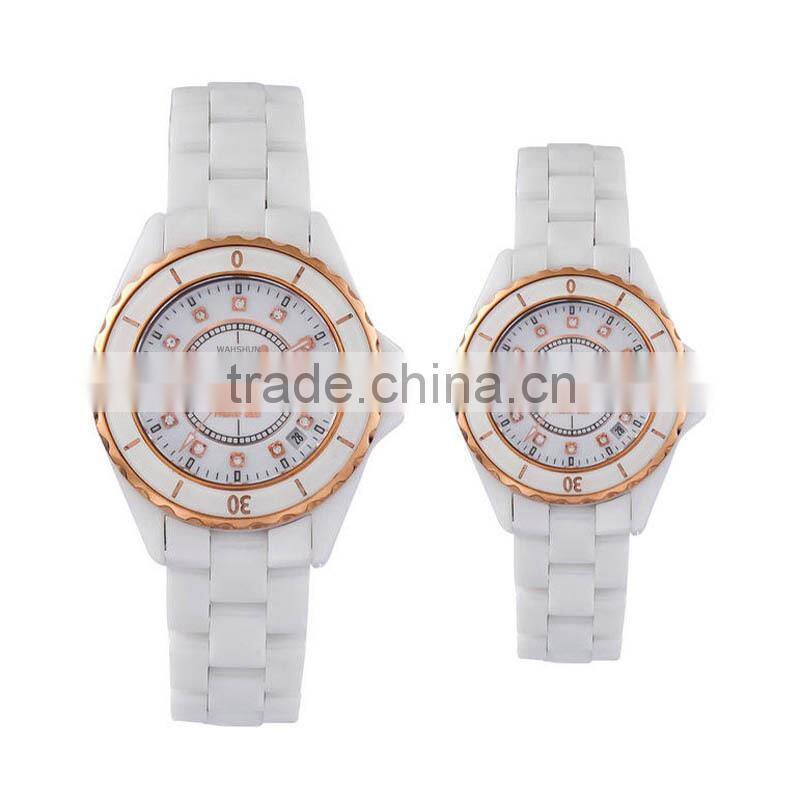 2016 fashion replacement sapphire withe ceramic lovers watch with crystal