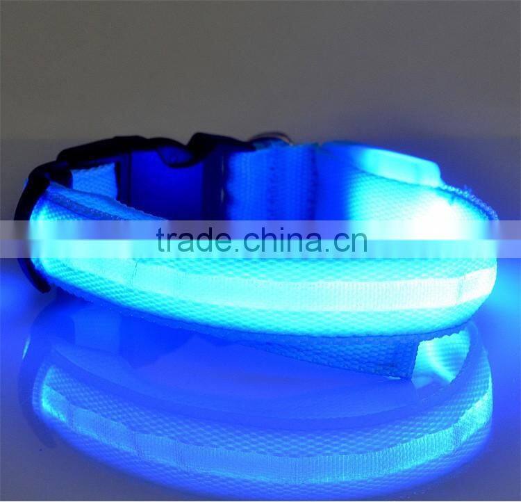 Safety Dog Collar Pet Products Nylon LED Collar Light-up Flashing Glow LED Collars