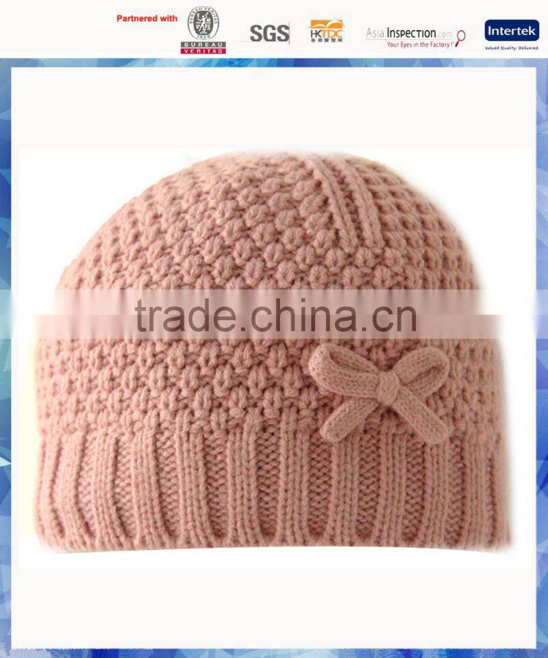 pink popcorn knit girls fashion knitting beanie hat