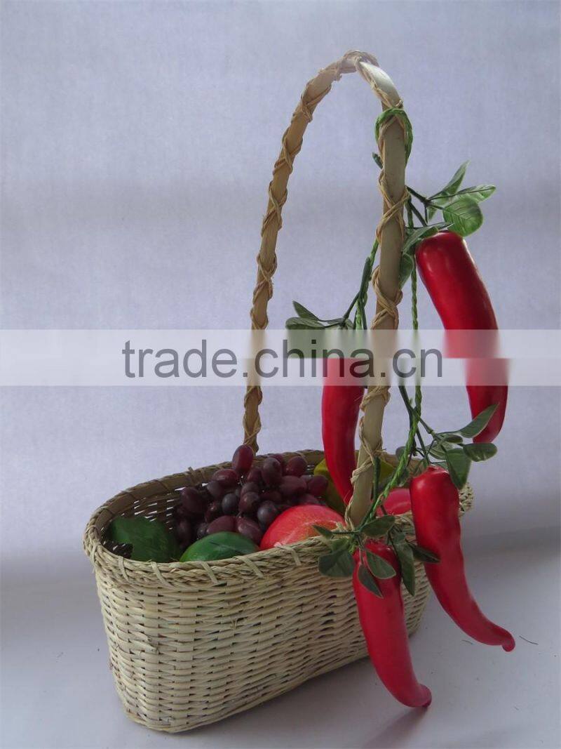 Rattan flower basket with handle