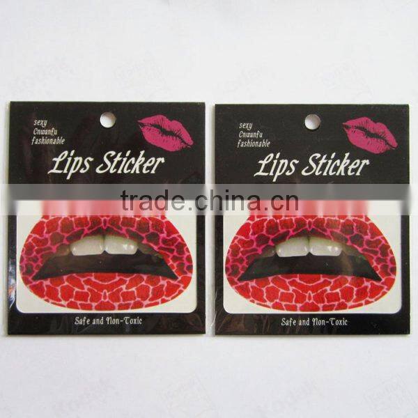 Hot sale zebra temporary lip tattoo sticker non toxic sexy lip sticker for girls manufacturer