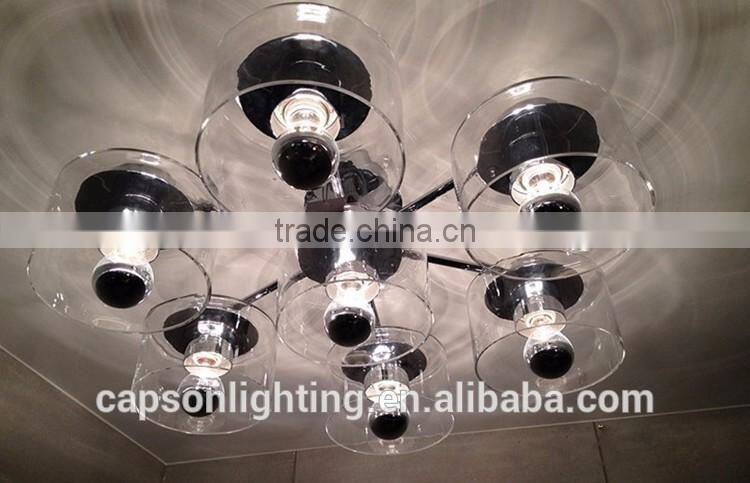modern desingn glass shade indoor ceiling lamp with chandelier