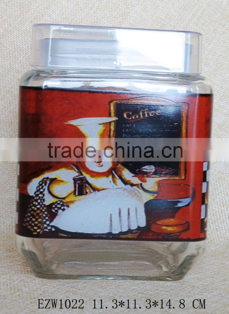 Good quality Different size Kitchen glass sugar bowl set with lid for sale