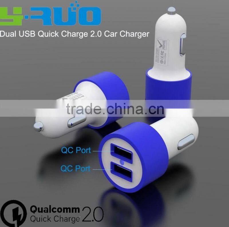 Dual QC 2.0 ports quick charge QC 2.0 Car Charger with output 5V 2.4A 9V 2A 12V 2A