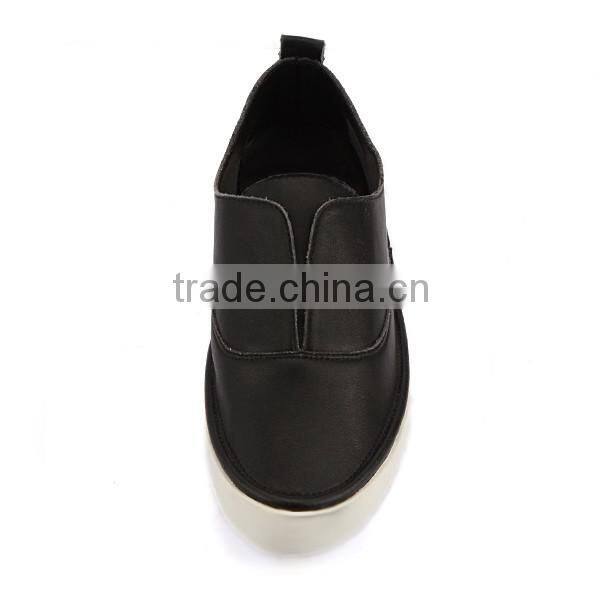 Fashion footwear skateboard shoes calf leather girl loafer shoes european trendy leather casual shoes for ladies