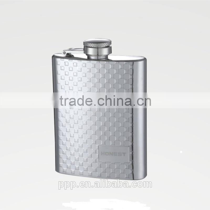 Embossing delicate hip flask/ stainless steel mini flask/ standard size hip flask