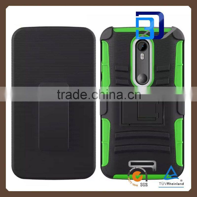 Alibaba Chinese Supplier 3 in 1 heavy duty shock proof belt case For Motorola moto X3 lowest price