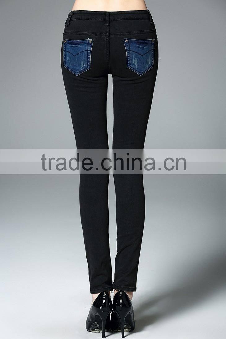 Top Quality Ladies Denim Jean 2016 New Fashion Denim Fabric Pants Wholesale