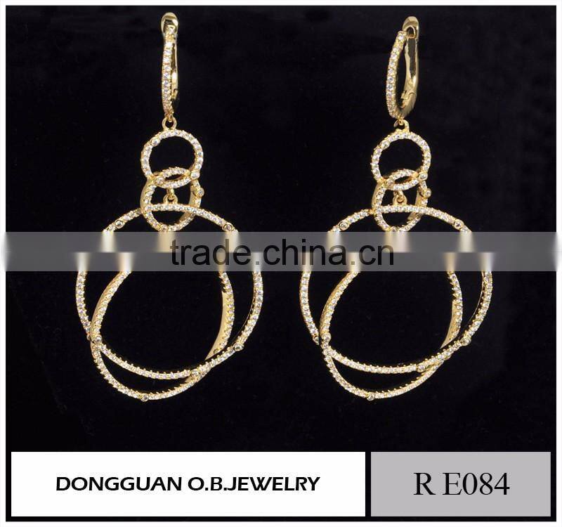 Fashion imitation jewellery/brass earring jewelry hanging stud earrings