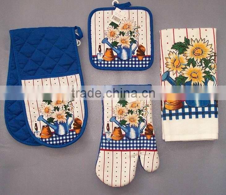 3 pcs pigment print cotton kitchen towel set