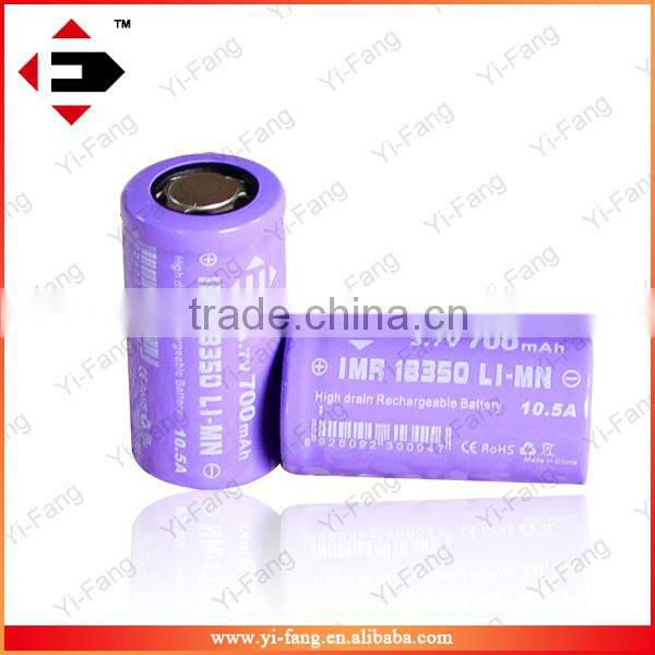 EFAN High drain IMR18350 10.5A 18350 700mah 3.7v LiMn battery flat top recharge battery