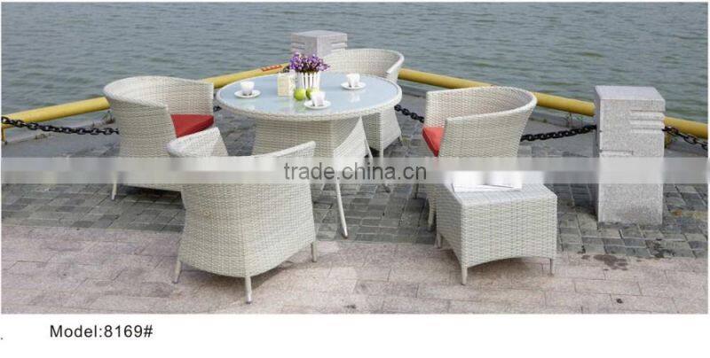 6pcs classic UK Europen style PE rattan wicker dining set with drink table