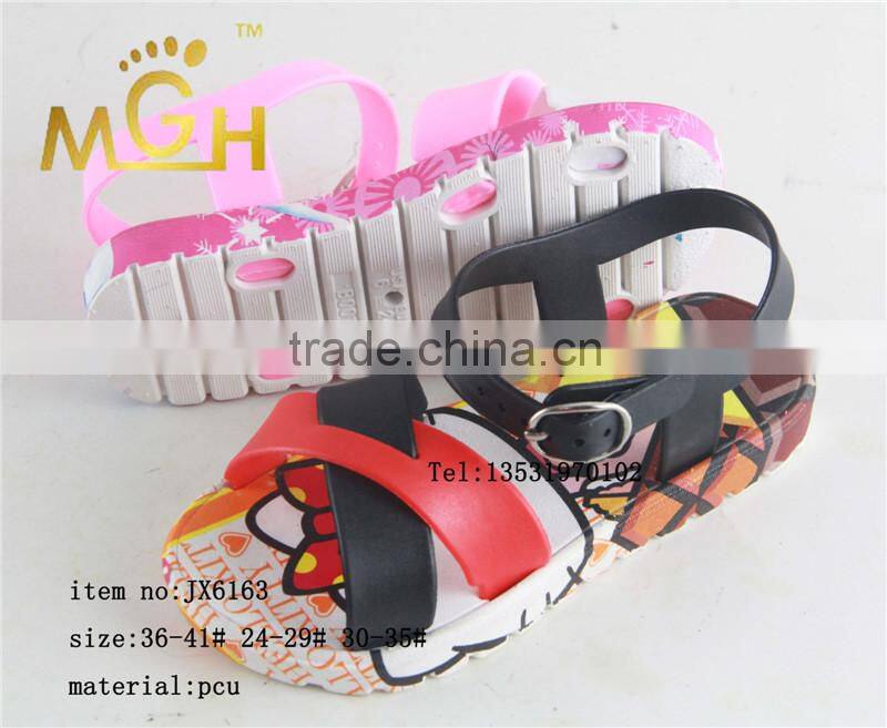 fashion color matching rainbow shape pcu kids sandal