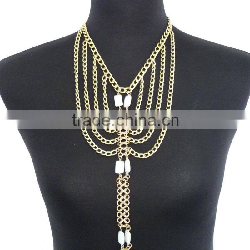 Multilayer shell tassel body chain body jewelry