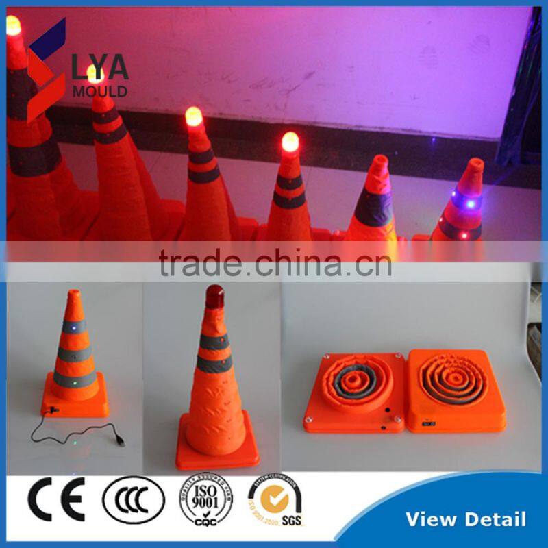 led traffic cone with top warning light flashing light