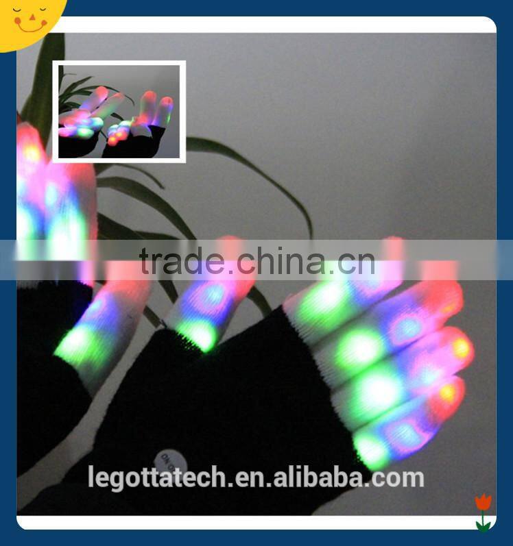 Hot sales amazine velvet flashing gloves raver dancing party 7 colors RGB light gloves