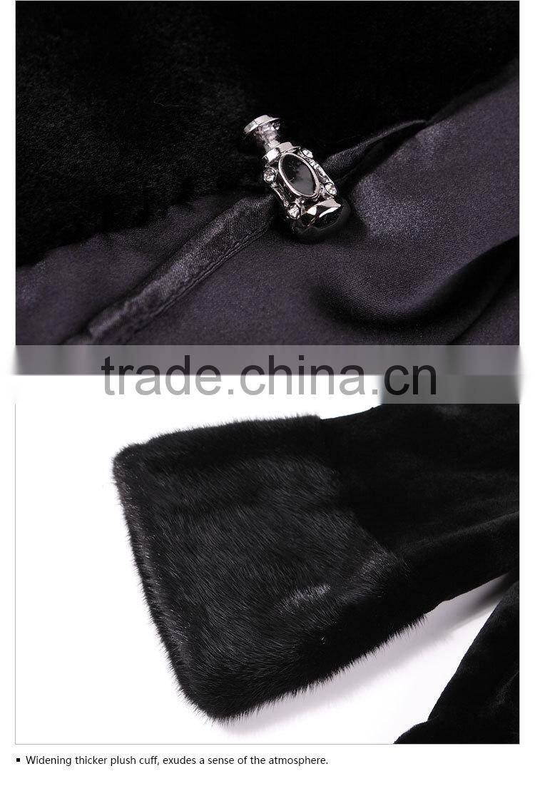 factory price plus size russian style black long mink fur coat for winter