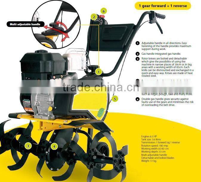 6.5HP Gasoline Aagriculture Rotovator Multi-function Power Tiller Machine